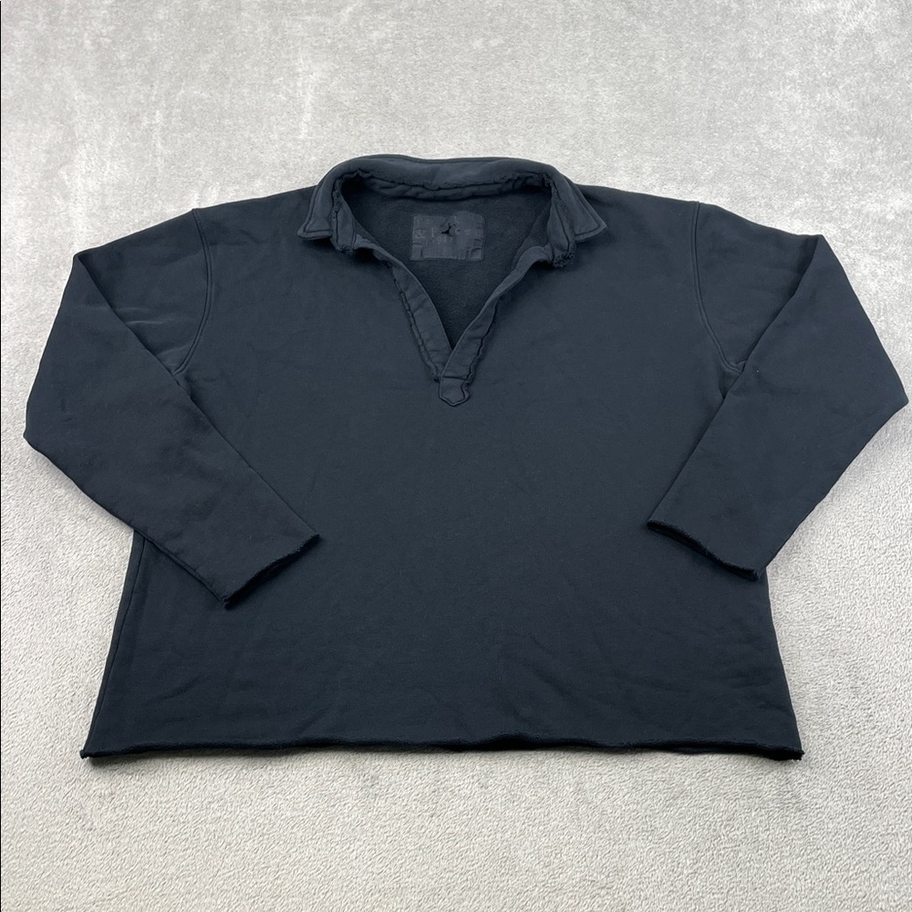 NEW Frank & Eileen XL 100% Cotton Triple Fleece Navy Blue Henley Sweatshirt USA
